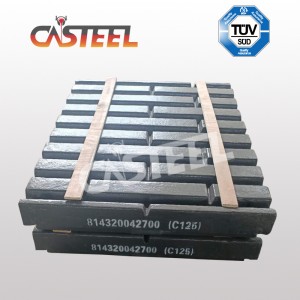 Matériau chromé de manganèse élevé C125 portant des pièces de rechange plaque de mâchoire